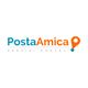 Logo di "Posta Amica", servizi postali, con scritta arancione e blu.