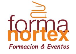 Logo de Forma Nortex, con libros encima y el texto "Formación & Eventos".