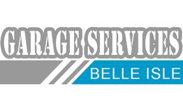 "Garage Services Belle Isle logo with gray and blue design elements."