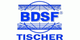 Blaues BDSF-Logo mit Globus und TISCHER-Schriftzug darunter auf weißem Hintergrund.