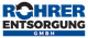 Rohrer Entsorgung GmbH Logo in Blau und Schwarz mit modernem Design.