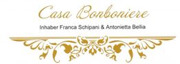 Goldenes Logo von Casa Bonboniere mit Verzierungen, Inhaber Franca Schipani & Antonietta Bellia.
