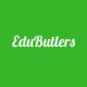 Green background with the word "EduButlers" in white, stylized, centered text.