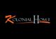 Texto "Kolonial Home" sobre fondo negro, letras blancas con detalles naranjas.