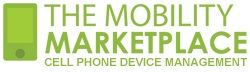 Green smartphone icon with "The Mobility Marketplace: Cell Phone Device Management" text.