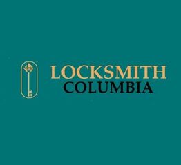 Logo with a key icon and the text "LOCKSMITH COLUMBIA" on a teal background.