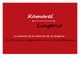 Carte rouge avec texte : "Kamarel Lingerie". Slogan sur le charme et les tailles disponibles.