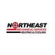 Northeast Mechanical Services logo with compass and red, black text on heating and cooling.