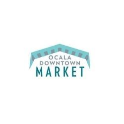 Ocala Downtown Market logo with a stylized roof design in teal.