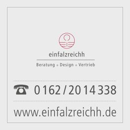 Visitenkarte mit Logo, Telefonnummer 0162/2014338 und URL www.einfalzreichh.de.