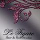 Glitzerndes florales Design mit Text: "Le Figaro Hair & Nail Studio".