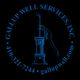 Gallup Well Services logo with vintage water pump and contact info.