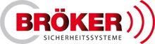 Logo von Bröker Sicherheitssysteme in Rot und Grau mit Schallwellen-Symbolen rechts.
