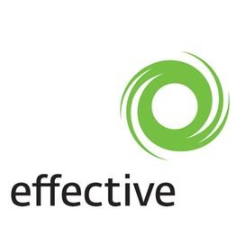 Grünes kreisförmiges Logo mit dem Wort "effective" in schwarzer Schrift darunter.