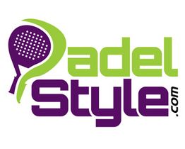 Logotipo de Padel Style con una pala de pádel verde y morada.