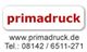 Logo von Primadruck mit Website und Telefonnummer: www.primadruck.de, Tel.: 08142 / 6511-271.
