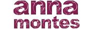 Texto en rosa oscuro: "anna montes" en fondo blanco.