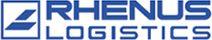 Logo von Rhenus Logistics in Blau mit stilisiertem Symbol links und Schriftzug rechts.