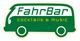 Grünes Bus-Logo mit Schrift "FahrBar" und "cocktails & music".