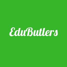 Green background with the word "EduButlers" in white, stylized, centered text.
