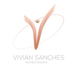 Logo em tons de rosa com o nome "Vivian Sanches Nutricionista" abaixo de um design minimalista.