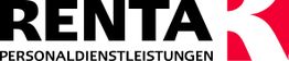 Logo von RENTA Personaldienstleistungen mit großem "R" in Rot und Firmenname in Schwarz.