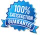 A blue badge with "100% Satisfaction Guarantee" in white text.
