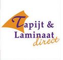 Logo van Tapijt & Laminaat Direct met oranje en paarse letters.