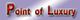 Text "Point of Luxury" in Rot auf hellviolettem Hintergrund.