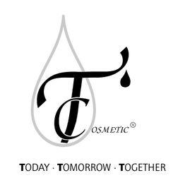 Logo mit Tropfen, Buchstaben "T" und "C". Text: "Cosmetic" und "Today · Tomorrow · Together".