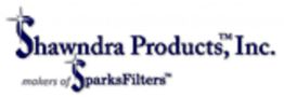 Logo of Shawndra Products, Inc., makers of Sparks Filters, with stylized font and star accents.