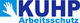 Logo mit blauer Hand, Text: "KUHP Arbeitsschutz" in Blau.