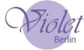 Violettes Logo mit stilisiertem Text "Violet Berlin" vor einem lila Kreis.