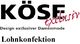 KÖSE exklusiv Logo: Design exklusiver Damenmode und Lohnkonfektion in Schwarz und Rot.