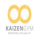 "Logo van Kaizen Gym met gele lussen en tekst 'Improving Life Quality' eronder."