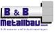 Geschäftslogo mit Schriftzug: "B & B Metallbau GbR, Schlosserei und Industrieanlagen".