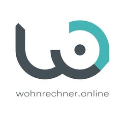 Logo von wohnrechner.online: Abstrakte Formen in Grau und Türkis.
