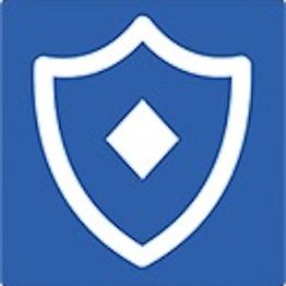 Blaues Schildsymbol mit einem weißen Diamant in der Mitte auf blauem Hintergrund.
