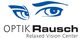 Zeichnung von blauen Augen über dem Text "OPTIK Rausch Relaxed Vision Center".