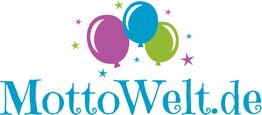 Logo von MottoWelt.de mit bunten Luftballons und Sternen.