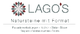Logo von LAGO'S mit Slogan "Natursteine mit Format" und Dienstleistungen aufgelistet.