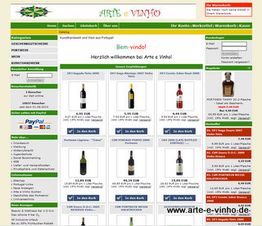 Wein-Online-Shop mit verschiedenen Flaschen, Preisen und Kategorien auf einer Webseite.