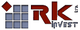 Logo mit stilisiertem Quadrat und "RK invest" Schriftzug in Rot und Grau.
