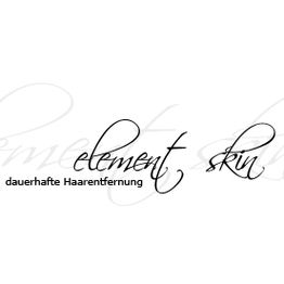 Logo mit Schriftzug "element skin" und Untertitel "dauerhafte Haarentfernung".