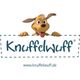 Comic-Hund über dem Logo "Knuffelwuff" mit Website "www.knuffelwuff.de" darunter.