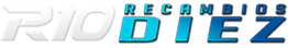 Logo de "Recambios Diez" en letras azules y blancas sobre fondo transparente.