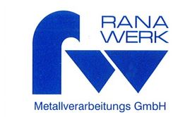 Logo von Rana Werk Metallverarbeitungs GmbH in Blau mit stilisiertem "rw"-Symbol.