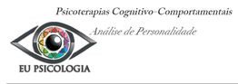 Olho com círculo colorido e textos: "Psicoterapias Cognitivo-Comportamentais" e "Análise de Personalidade".