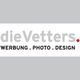 Logo mit Text: "dieVetters. WERBUNG. PHOTO. DESIGN." auf grauem Hintergrund.