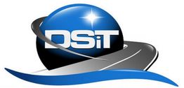 Logo mit blauer Kugel, darüber "DSiT", und geschwungene Straße.